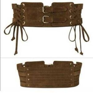 SPELL 🌸 Josephine Brown Suede Lace-Up Waist Belt